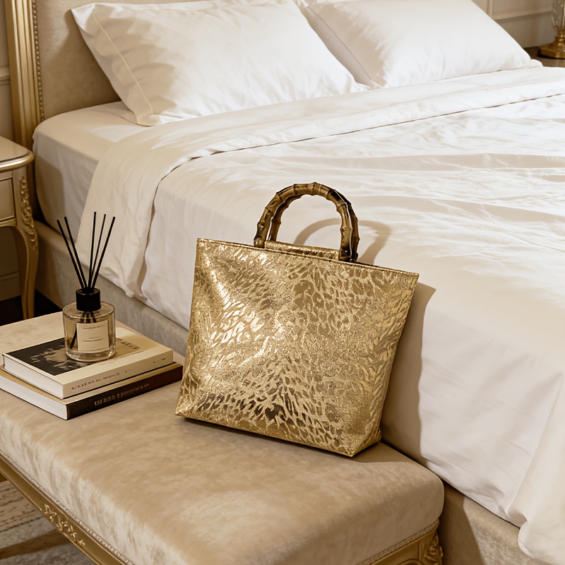 Luxury Bags Gold - حقيبة يد نسائية فاخرة بتصميم أوراق